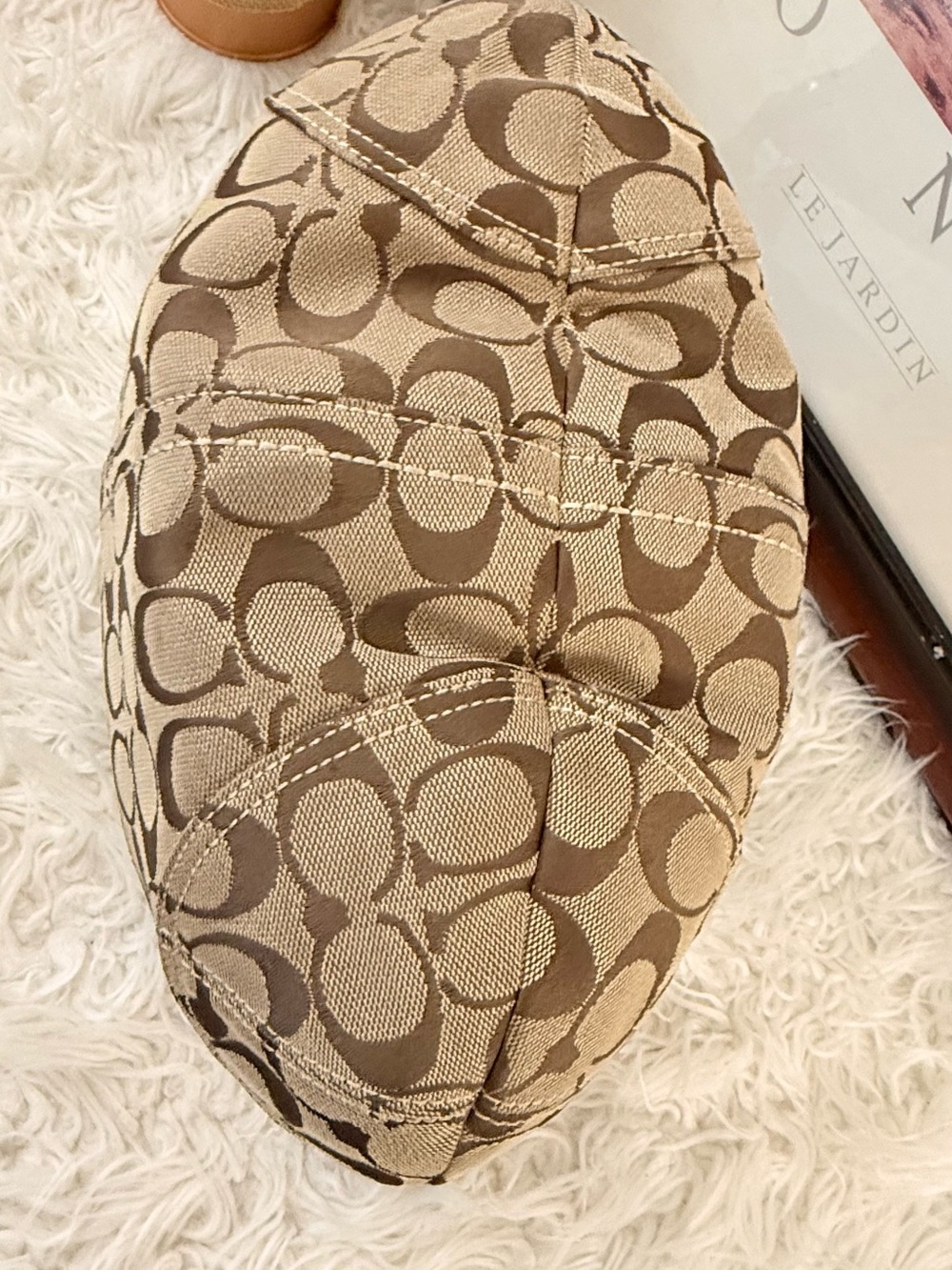 Coach Signature Canvas Hobo Bag in Beige and Brown - Picture 6 of 9